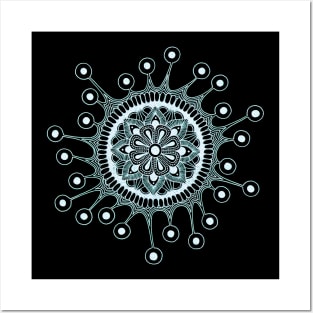 Virus Mandala (inverted blue) Posters and Art